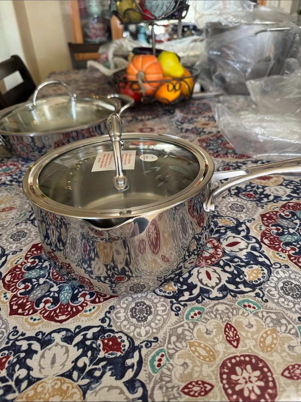 Princess House triply Polished Stainless Steel Saucepan with Glass Lid - Silver